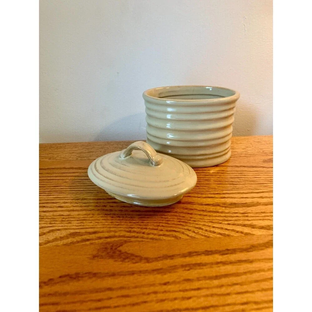 Pier One Terracotta VTG Candle Holder Canister Clay container coil Dish Vanilla